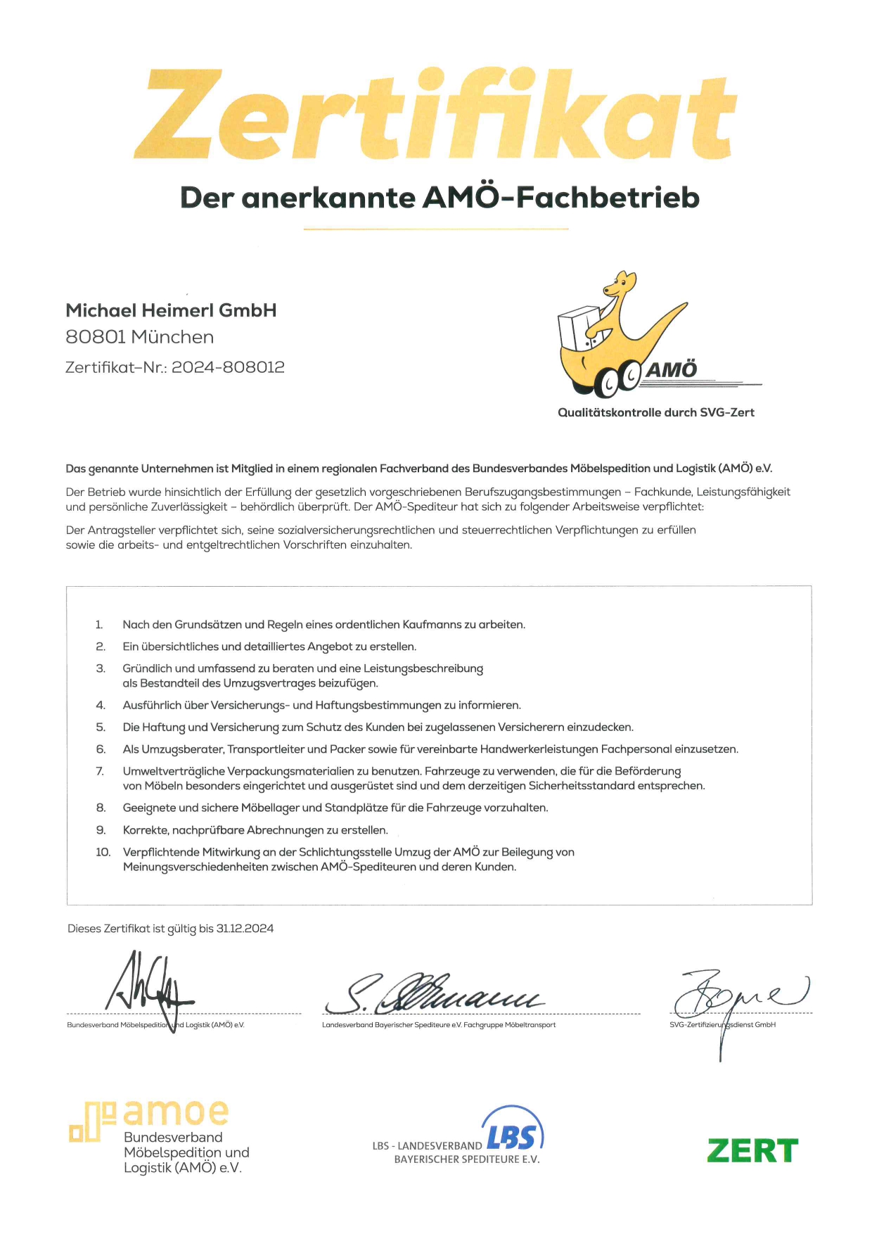 AMÖ Zertifikat 2023
